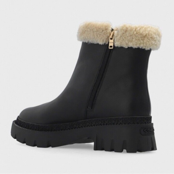 NWOT COACH Jane Ankle Boots - black leather & shearling (brand new without tags) - Picture 4 of 11